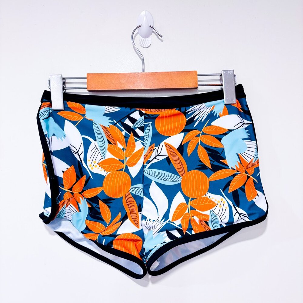 SHEIN Green and orange floral bikini bottoms | Tropical‎ beach | Small